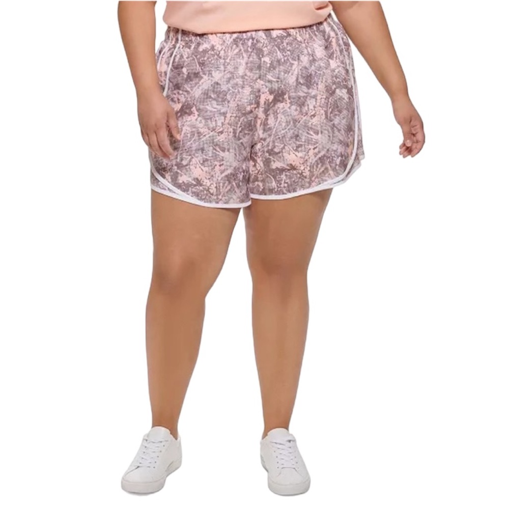 NWT Calvin Klein Performance Plus Size Printed Running Shorts In Raster floral